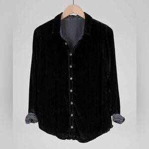 CP Shades Romy Velvet Rayon Silk Button Down XS